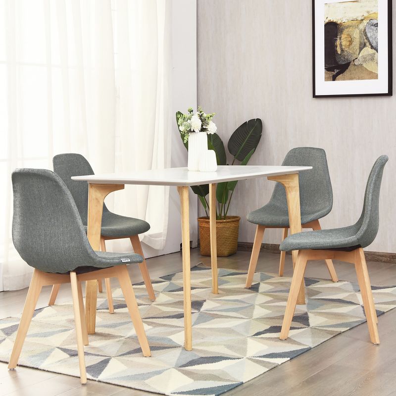 Costway Set of 4 Modern Dining Accent Side Chairs Wood Legs Home Furniture Gray, 2 of 10