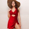 Anna-Kaci Swim Women's One Piece Halter Swimsuit with Front Cutout and Attached Wrap Skirt Detail - 4 of 4