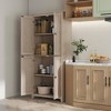 72" Painted Wood Modern Freestanding Kitchen Pantry Cabinet with 4 Doors, 4-Tier Shelves and Adjustable Shelves for Dining Room - 2 of 4