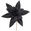 Northlight 25" Black Glittered Poinsettia Christmas Floral Stem Spray - 3 of 4