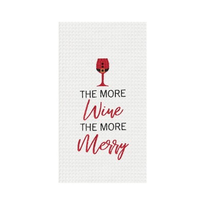 C&F Home More Wine The More Merry Embroidered Waffle Weave Kitchen Towel