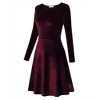 Clearlove Women's A-Line Velvet Dress Scoop Neck Slim Flowy Swing Solid Party Dress - 2 of 4