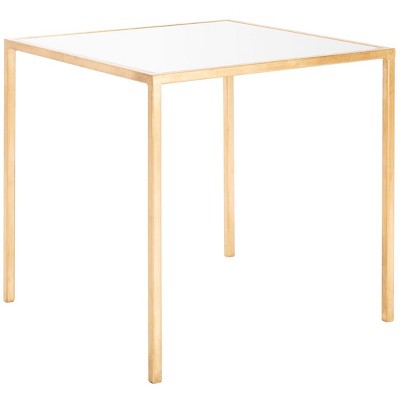 Elegant Gold Leaf Mirrored Square Side Table