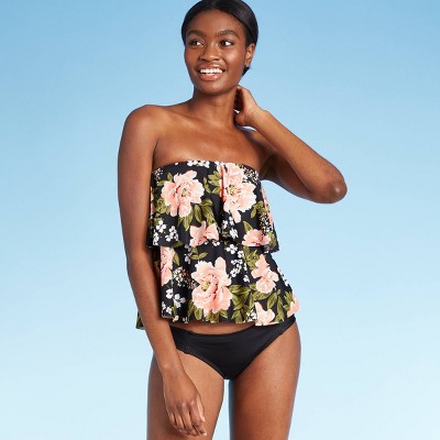 black bandeau tankini top