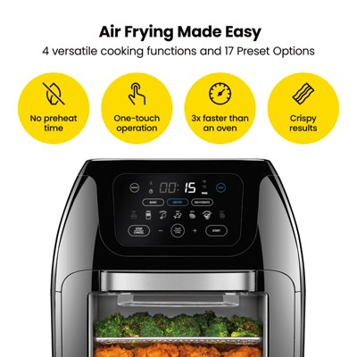 Chefman Black Stainless Steel 10 Qt Digital Air Fryer with Rotisserie