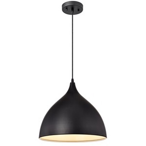 Chloe Lighting Walter Industrial 1 Light Textured Black Mini Pendant Ceiling Fixture 14" Wide - 1 of 4