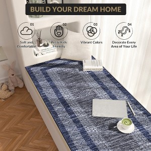 Modern Geometric Bordered Area Rug Non Slip Non Shedding Rug Soft Low Pile Floor Carpet Washable Thin Rug, Contemporary Distressed Rug - 1 of 4
