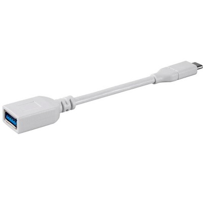 Monoprice USB C to USB A Female 3.1 Gen 1 Extension Cable - 0.5 Feet - White | Fast Charging, 5Gbps, 3A, 30AWG, Type C - Essentials Series