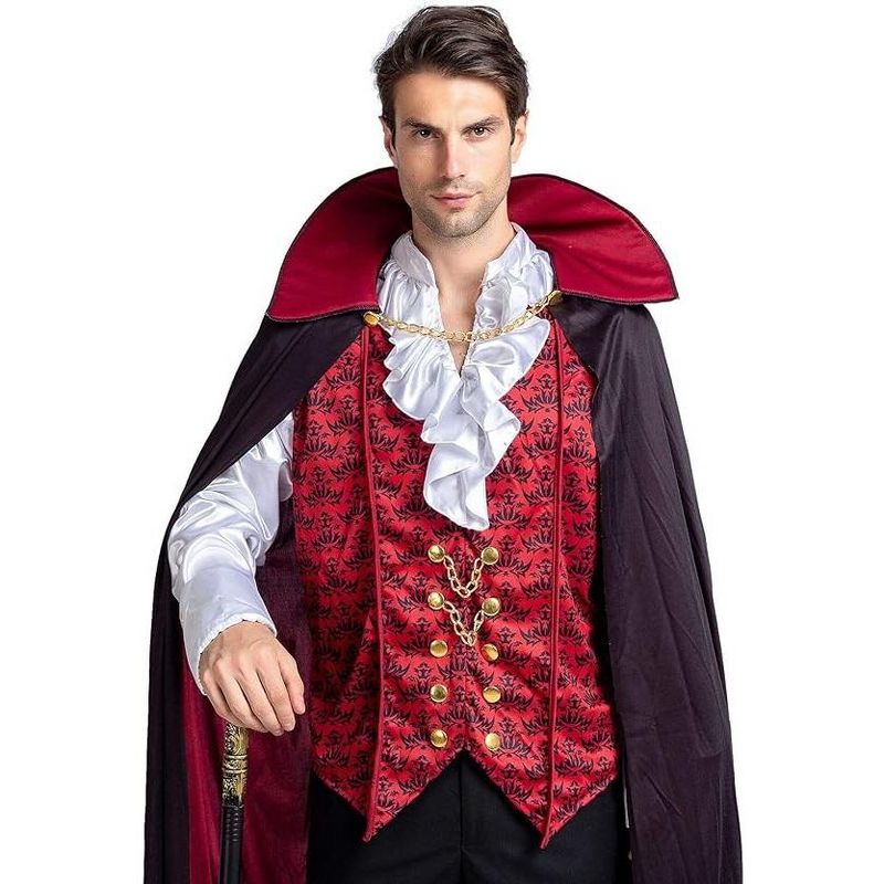 Syncfun Men Scary Medieval Vampire Costumes Halloween Dracula Vampire Costume Adult Men Vampire Cosplay, 5 of 8