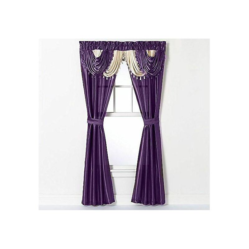 Kate Aurora Satin Semi Sheer Complete 5 Piece Window in a Bag Attached Curtain Set, 1 of 2
