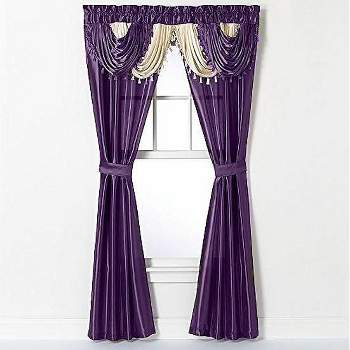 Kate Aurora Satin Semi Sheer Complete 5 Piece Window in a Bag Attached Curtain Set