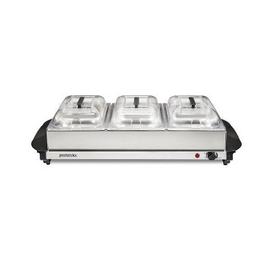 Proctor Silex Triple Buffet Server - 34300R: Metal Food Warmer for Parties, 7.5 Qt Capacity, Dishwasher-Safe Parts, Black