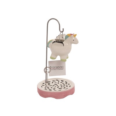 Transpac Dolomite 8 in. Multicolor Spring Hanging Unicorn Plant Keeper and Photo Holder