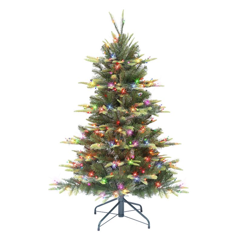 Puleo 4.5&#39; Pre-Lit Aspen Fir Artificial Christmas Tree Multicolor Lights, 1 of 5