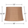 Springcrest Natural Burlap Medium Drum Lamp Shade 13" Top x 16" Bottom x 11" Slant x 10.75" High (Spider) Replacement with Harp and Finial - 4 of 4