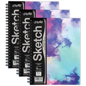 UCreate® Fashion Poly Sketch Book, Watercolor Splash, Unruled, 12" x 9", Pack of 3 - 1 of 4