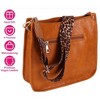 Laromni"Women's Leather Crossbody Shoulder Bag – Casual Handbag with Adjustable Wide Guitar Strap"BrownLeopard&Orange - 2 of 4