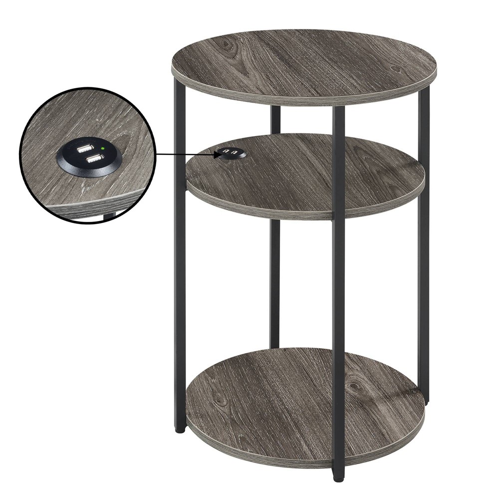 Photos - Coffee Table Breighton Home Samuel 3 Tier End Accent Table: Industrial Design, Charging