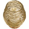 Northlight Medium Woven Iron Votive Candle Holder with Wooden Base - 8.5" - Brass Finish - 4 of 4