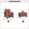 EAGLE PEAK Wicker Outdoor Chair, Patio Chair Curved Armrest, 2 Chairs 2 Ottomans, 4 Pieces - 3 of 4