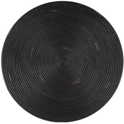 Heimdall 31" Distressed Black Rattan Round Coffee Table