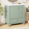 TIRAMISUBEST 30" Bathroom Vanity with Ceramic Sink, Freestanding Bathroom Vanity Cabinet with 1 Door with Shelf and 3 Drawers, 1 Soft Close Door - 2 of 4