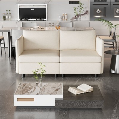 NicBex Couches for Living Room Armless Seat Loveseat Couches Chaise Longue Sofa Fabric Flexible Sofa with Storage for Small Spaces, Living Room
