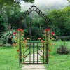 Lirago Black Metal Garden Arch-Galvanized Iron Trellis Rose Arch Outdoor Garden Decor with Gate Design 16.92"Dx97.24"Hx58.07"W - 2 of 4