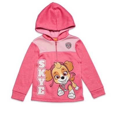 Nickelodeon Paw Patrol Skye Toddler Girls Half-Zip Fleece Pullover Hoodie Pink 
