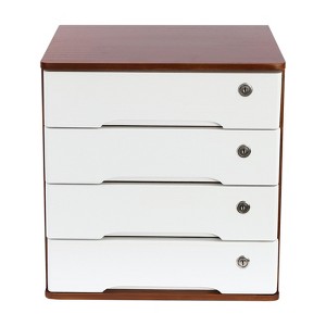 YIYIBYUS Wooden Desktop Storage Cabinet with 4 Lockable Drawers, Desk Organizer - 1 of 4