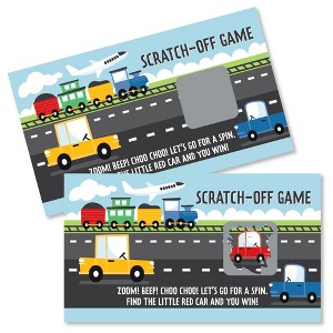 Big Dot of Happiness Cars, Trains, and Airplanes - Transportation Birthday Party Game Scratch Off Cards - 22 Count - 1 of 4