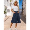 INSPIRE CHIC Womens' Stretchy High Waist Buttons Front Flowy Midi A-Line Skirts with Pocket - 2 of 4