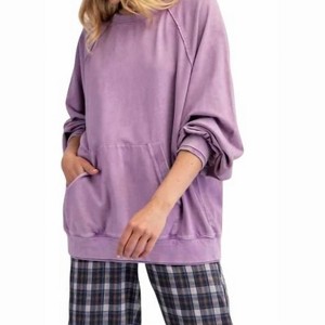 Women's Kangaroo Pocket Terry Pullover - Easel - 1 of 2