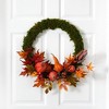 Nearly Natural 20” Autumn Pumpkin, Gourd and Fall Maple Leaf Artificial Wreath - 2 of 4