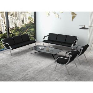 Kinsuite 3-Seat Office Reception Waiting Room Chairs - Guest & Reception Chairs, Black - 1 of 3