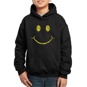 LA Pop Art Boy's Word Art Hooded Sweatshirt - Be Happy Smiley Face - 1 of 4