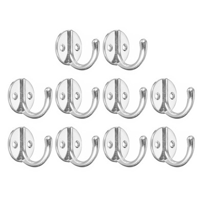 Unique Bargains Zinc Alloy Retro Double Hole Towel Coat Backpack Scarf Keys Hat Cup Wall Hooks 10 Pcs