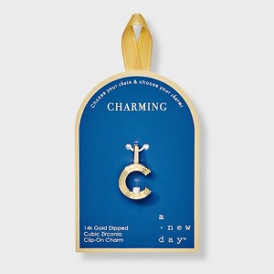 14K Gold Dipped Cubic Zirconia Ribbed Letter Charm - A New Day™ Gold - 1 of 2