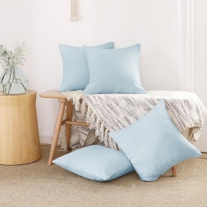 Deconovo 4 Pack Faux Linen Pillow Covers with Hidden Zipper - 1 of 4