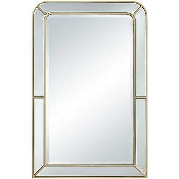 Possini Euro Design Rectangular Vanity Wall Mirror Modern Glam Beveled Edge Shiny Silver Leaf Frame 26" Wide for Bathroom Bedroom Living Family Room