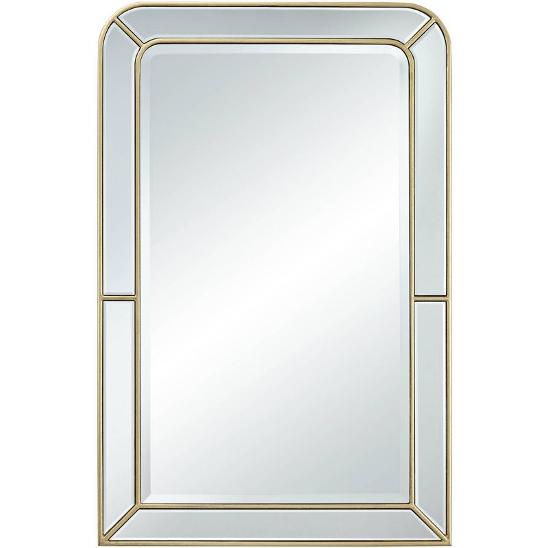 Possini Euro Design Rectangular Vanity Wall Mirror Modern Glam Beveled Edge Shiny Silver Leaf Frame 26" Wide for Bathroom Bedroom Living Family Room, 1 of 8