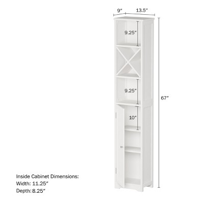 Sleek White Freestanding Bathroom Linen Tower with Adjustable Shelving