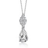 Guili Sterling Silver White Gold Plated Necklace featuring Clear Pear and Marquise Cubic Zirconia Cluster Accent for a Unique Style - 2 of 3