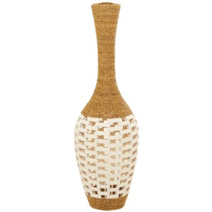 Olivia & May 40'' x 13'' Tall Seagrass Woven Floor Vase White: Bohemian Style, Amphora Shape, Spot Clean - 1 of 4