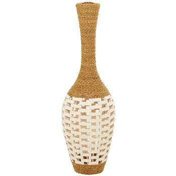 40'' x 13'' Tall Seagrass Woven Floor Vase White - Olivia & May