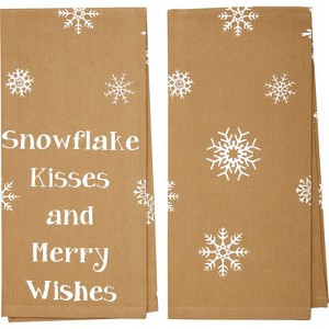Snowflake Burlap Natural Snowflake Kisses Tea Towel Set of 2 19x28 - 1 of 3