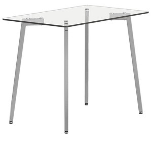 51 * 31.5 inch rectangular dining table: transparent glass paired with silver seven character legs - 1 of 4