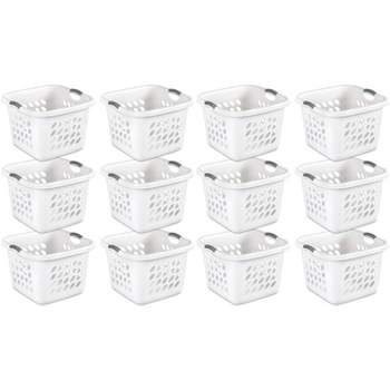 Sterilite 1.5 Bushel Ultra Square Laundry Basket, Plastic, Comfort Handles to Easily Carry Clothes to and from the Laundry Room, White, 12-Pack