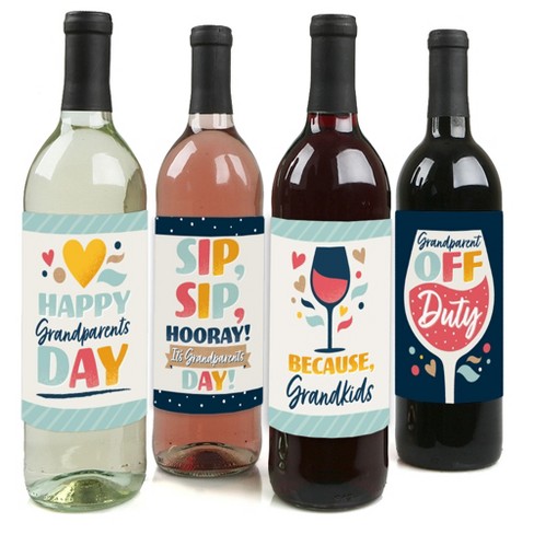 Download Big Dot Of Happiness Happy Grandparents Day Grandma Grandpa Party Decorations For Women And Men Wine Bottle Label Stickers Set Of 4 Target