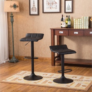 Roundhill Furniture Belham Swivel Bonded Leather Adjustable Bar Stool, Black, Set of 2 - 1 of 4
